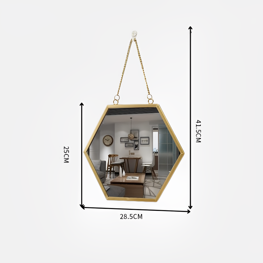 Miroir hexagonal doré