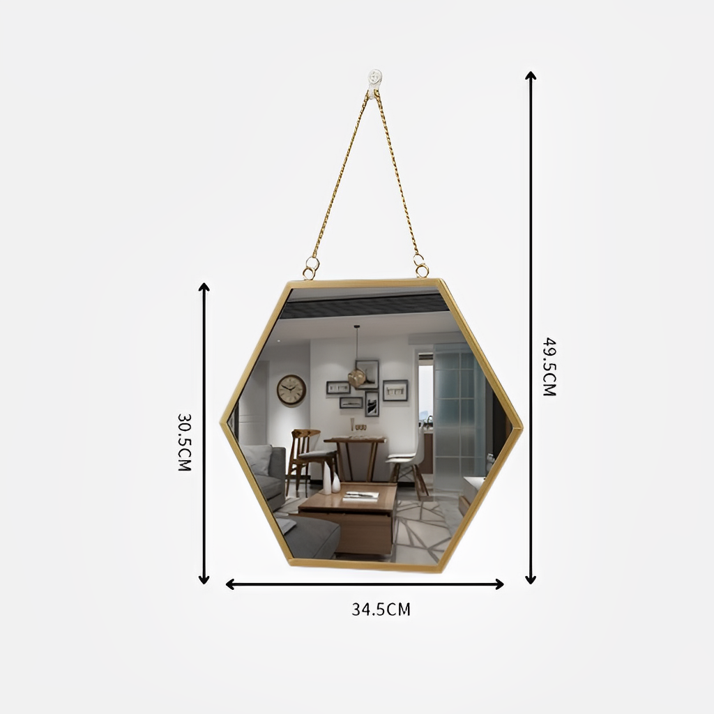 Miroir hexagonal doré